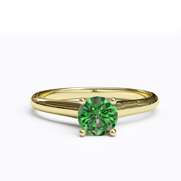 Solitaire Gold Engagement Ring with 0.4ct Brilliant Cut Emerald - 01SG02E